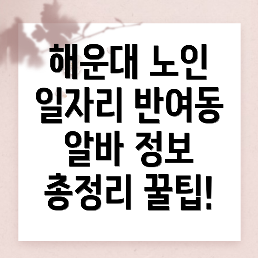 부산 노인 일자리