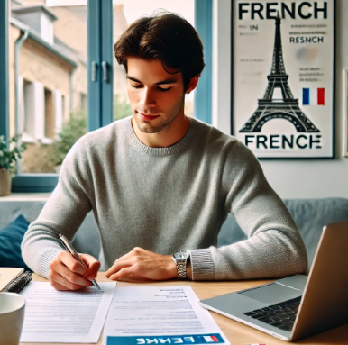 프랑스 CV 이력서 쓰는 모습