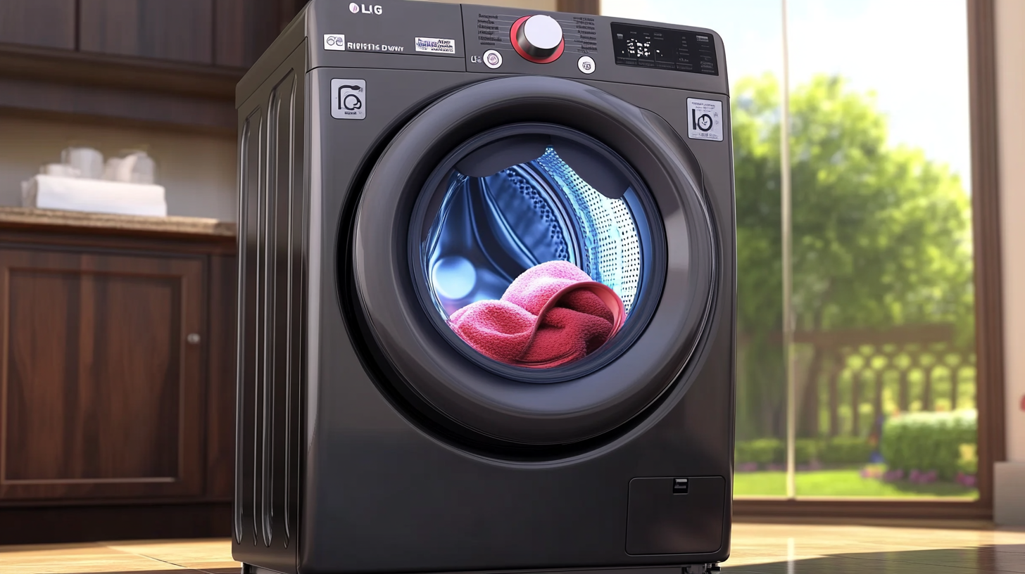 혁신적인 동작 방향을 보여주는 LG 세탁기의 6모션 다이렉트 드라이브 기술 시연 장면.