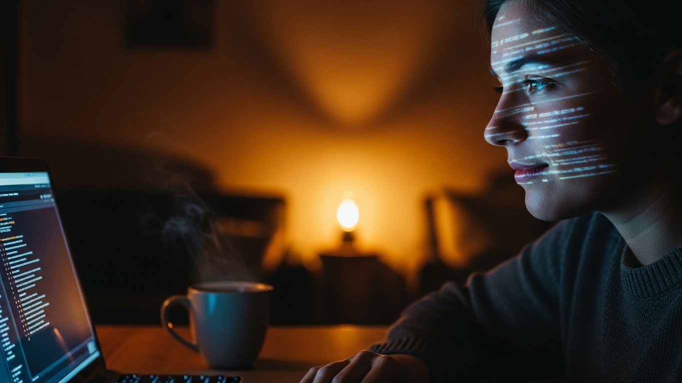 밤늦게 노트북으로 설날 기차 취소표를 찾고 있는 사람의 모습