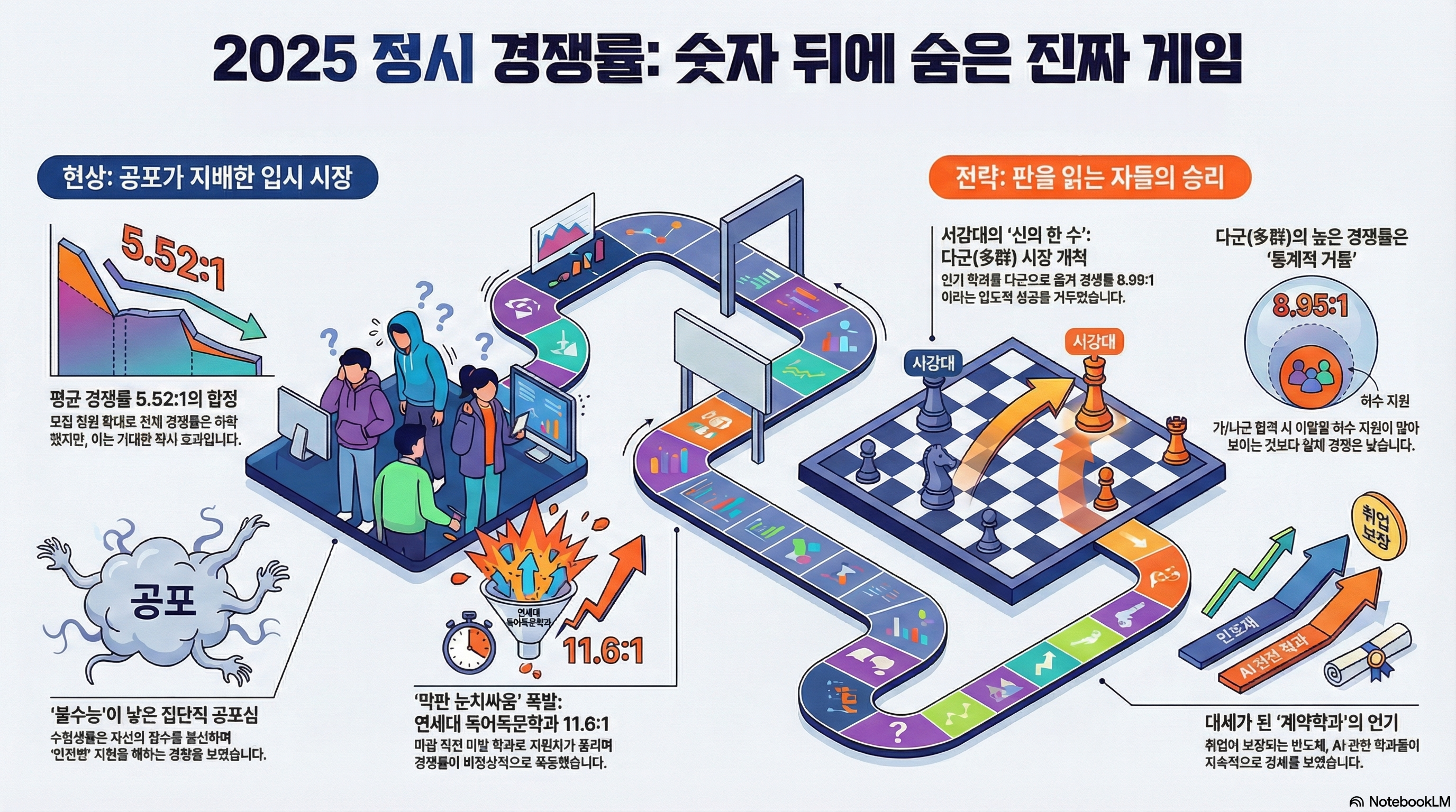 2026학년도 주요 대학 정시 경쟁률 결과를 상세 분석합니다. 서울대, 연세대, 고려대 등 SKY 대학의 변화와 서강대&middot;성균관대의 다군 전략, 그리고 반도체 계약학과의 인기 비결을 통해 2026 대입 정시 트렌드를 확인하세요.
