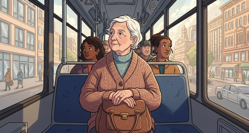 ㅊ어르신, 대중교통 버스 , 지하철 이용하는 일러스트