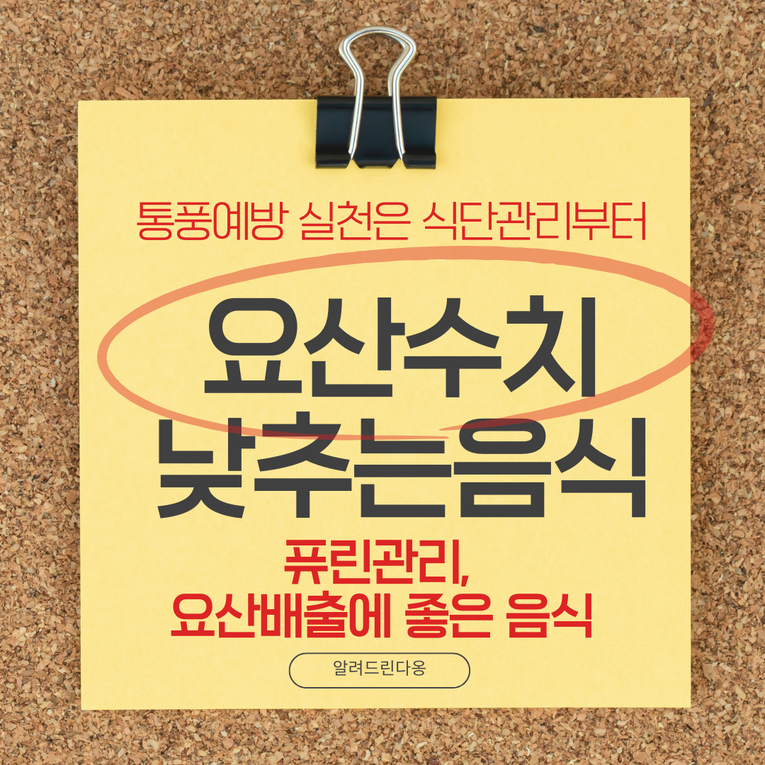 퓨린 함량이 낮은 식단 구성 예시 썸네일 이미지