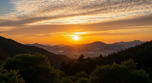 여행지에서 마주한 저녁 노을
