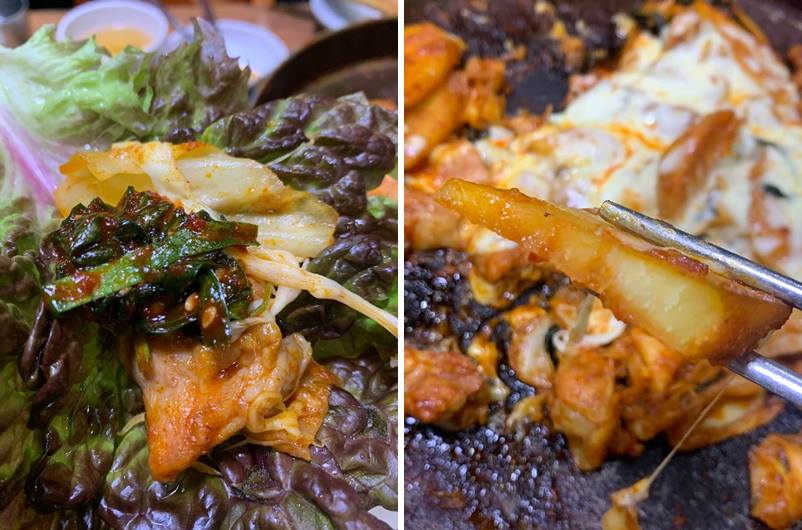 잘 익은 고구마와 닭갈비와 잘 어울리는 기본 반찬들