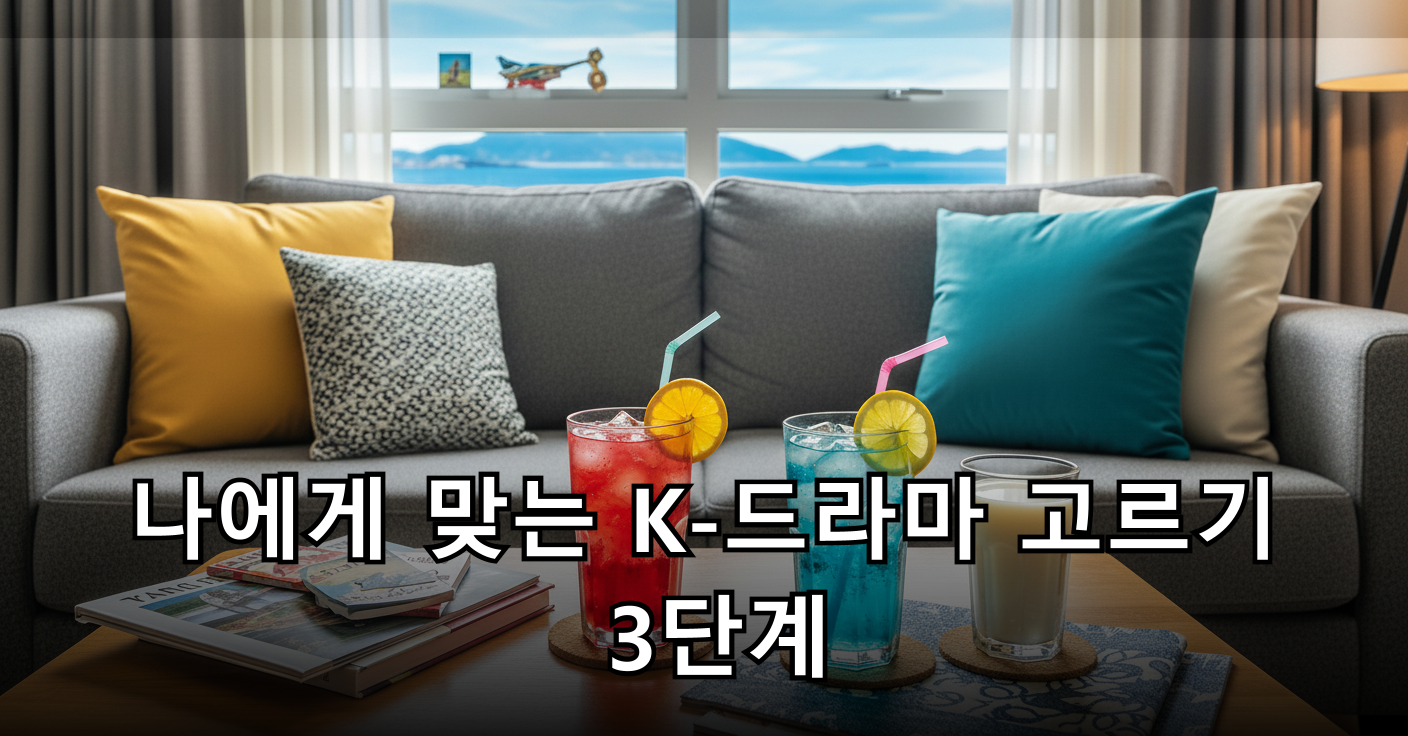 편안한 소파와 시원한 음료가 놓인 거실 풍경