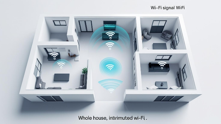 집안 전체 와이파이 신호가 잘 퍼지는 모습
