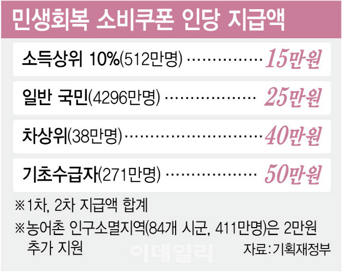 소비쿠폰 지급 대상 및 금액