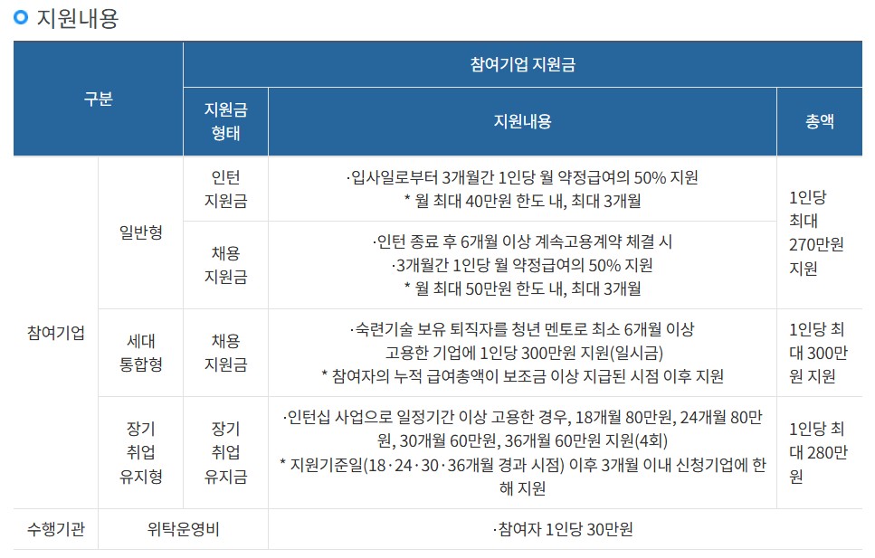시니어 인턴십 지원금