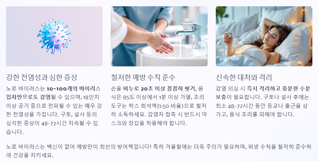 노로 바이러스 예방이 최선의 방어