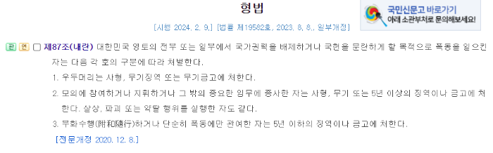 형법 제87조 내란죄
