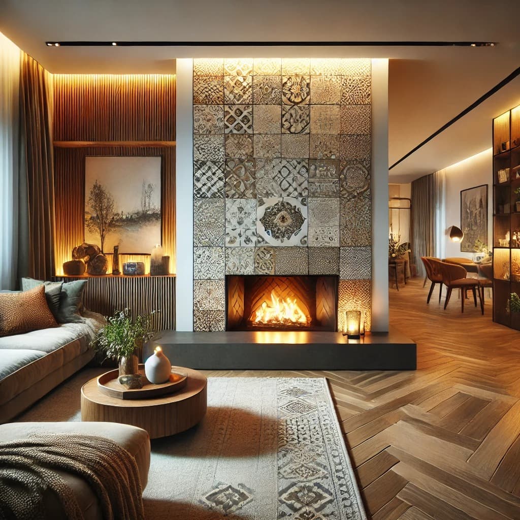 벽난로-주변을-장식하는-거실-타일