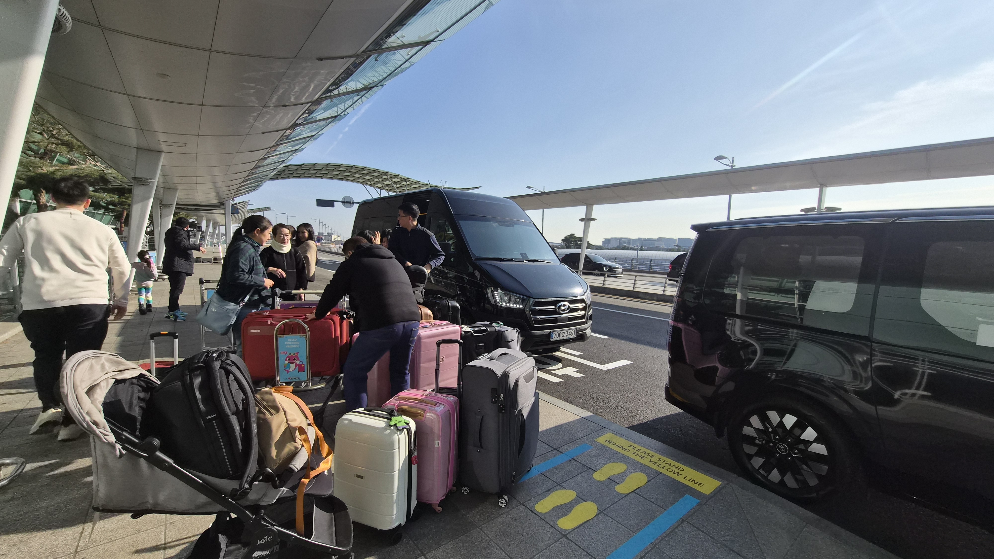 Travelers arriving at Incheon Airport Seoul