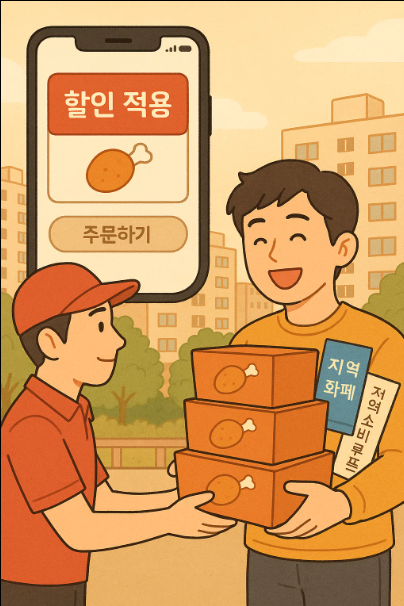 소비쿠폰을 활용해 배달앱으로 치킨 3마리를 주문한 모습