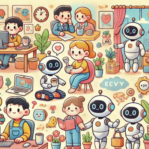 로봇과 공존하는 모습