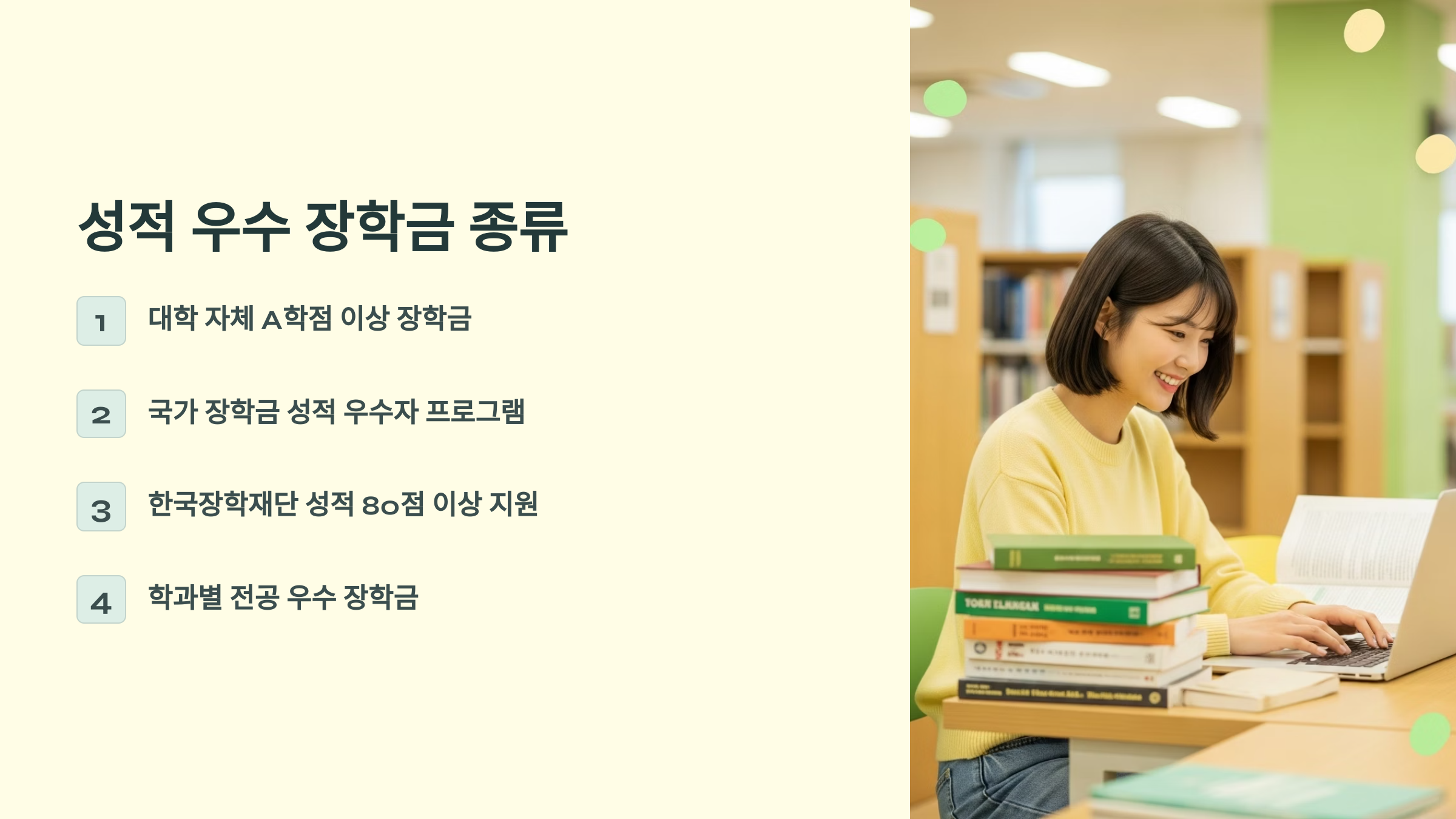 성적 우수 장학금 종류