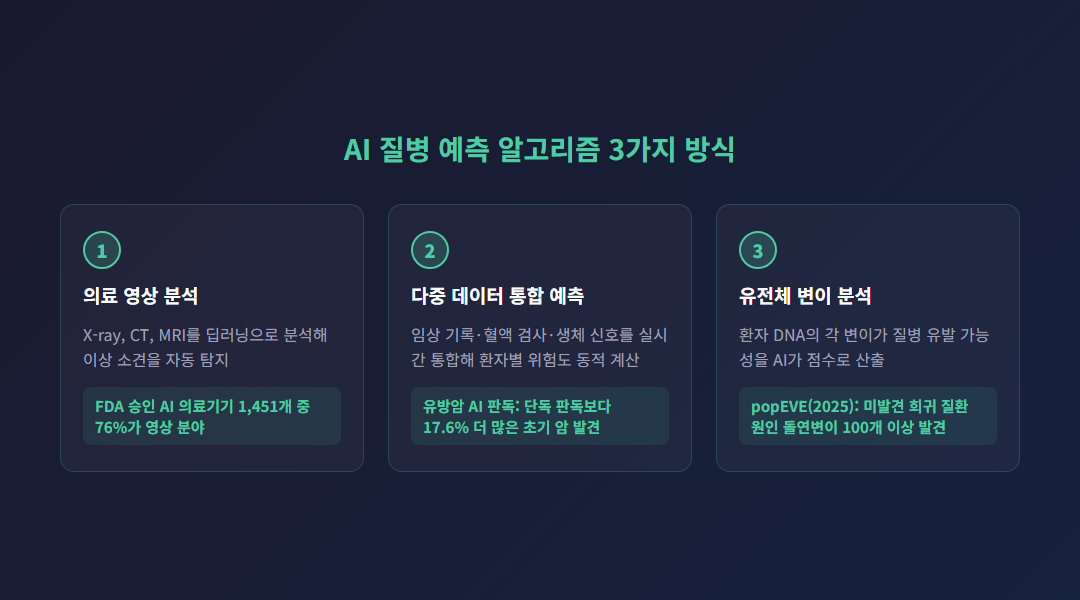 AI 질병 예측 알고리즘 작동 원리 핵심 포인트 카드