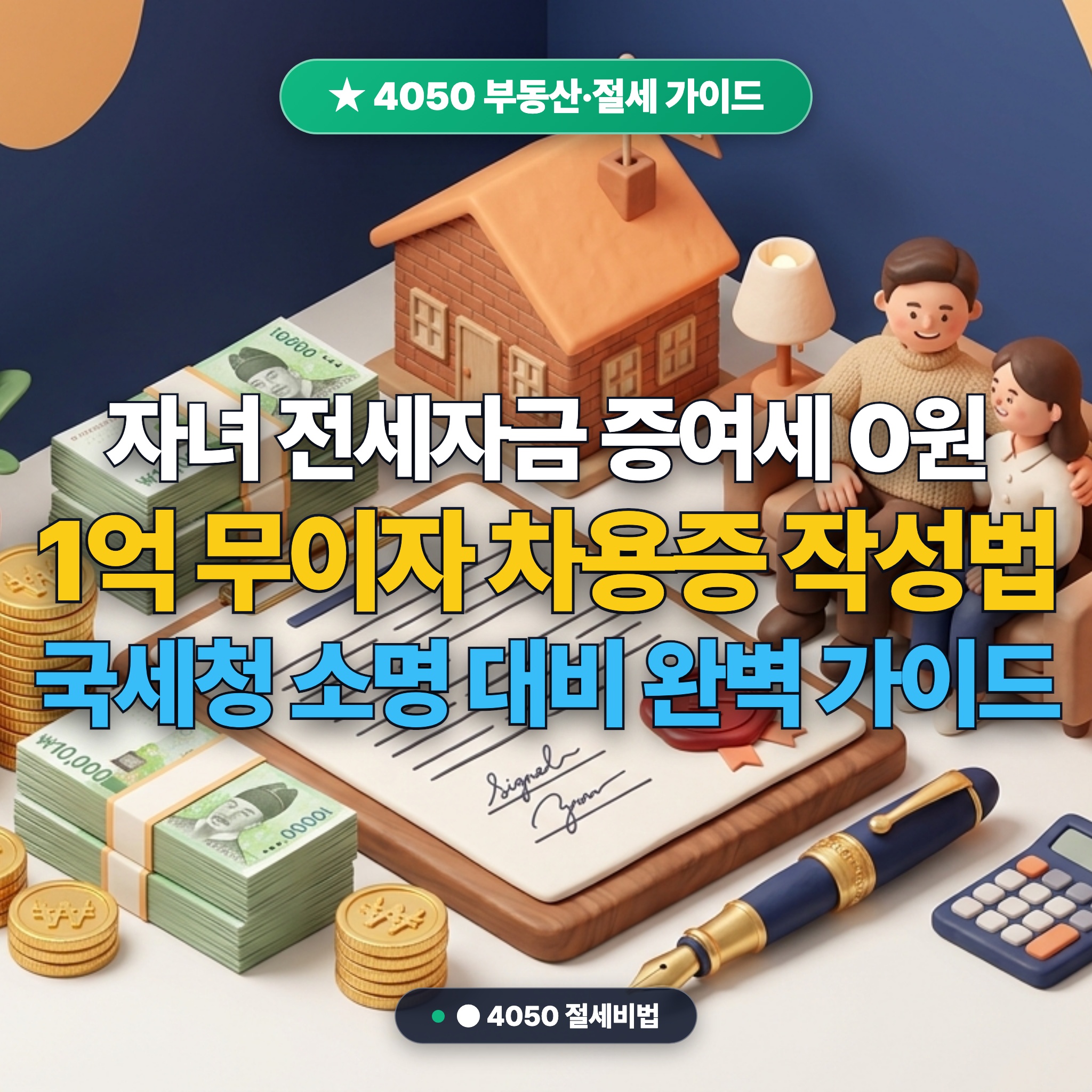 자녀에게 1억 무이자 차용증 쓰는 법: 증여세 0원으로 자녀 전세자금 지원하는 합법적 가족 간 금전거래 원칙 대표 썸네일