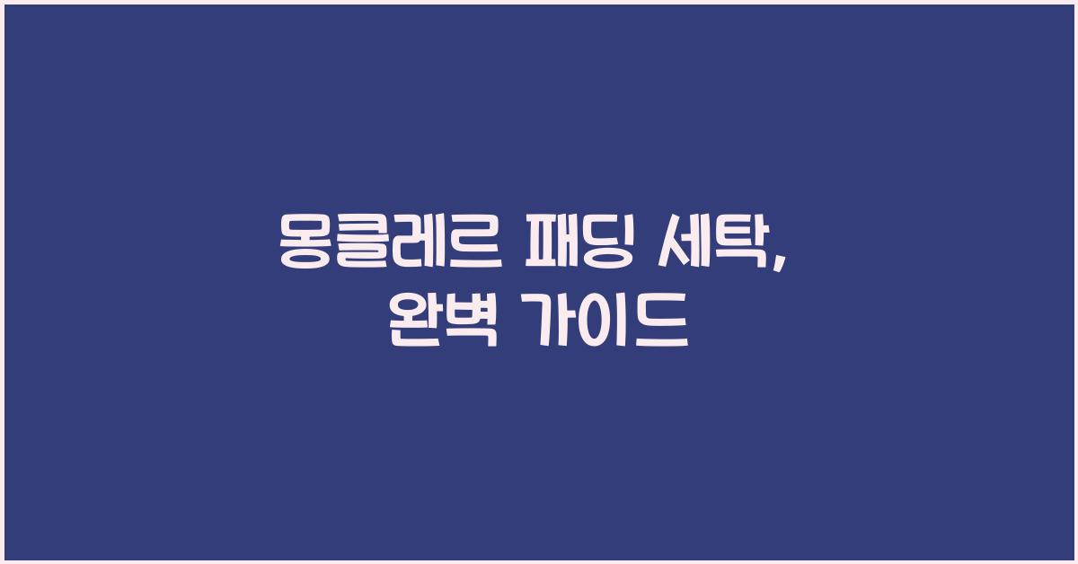 몽클레르 패딩 세탁