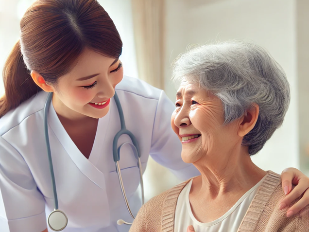 돌봄을 받고 있는 어르신의 모습