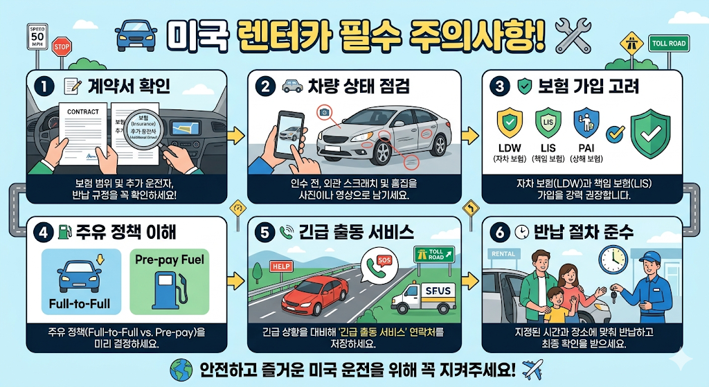미국 렌터카 여행 (교통법규, 정차금지, 스톱사인)