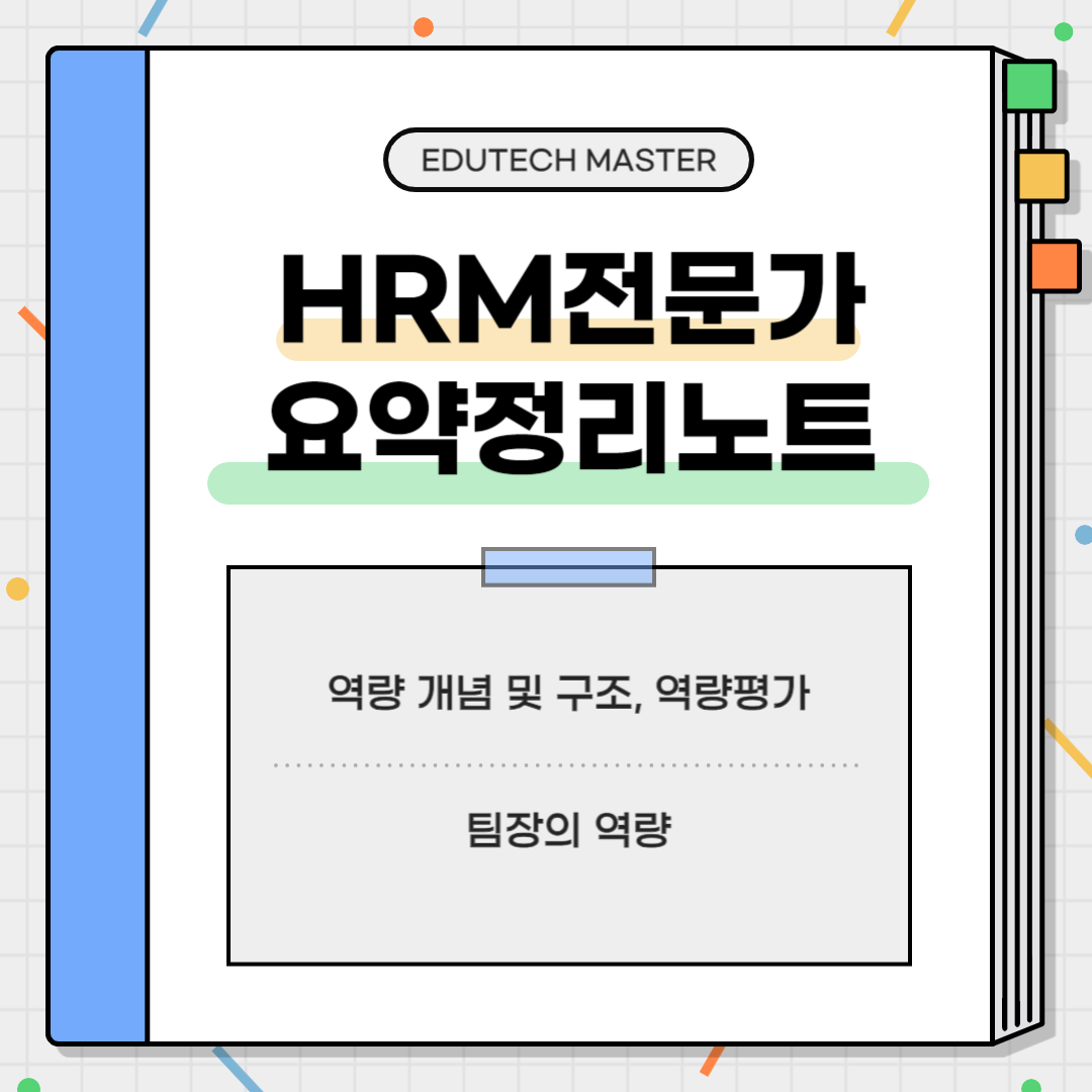 HRM전문가시험 요약정리, 역량평가 개념, 역량평가 구조, 역량체계 구축 프로세스, 역량 도출 방안, 역량평가, 역량평가 방법론, 역량지표, 팀장의 역량