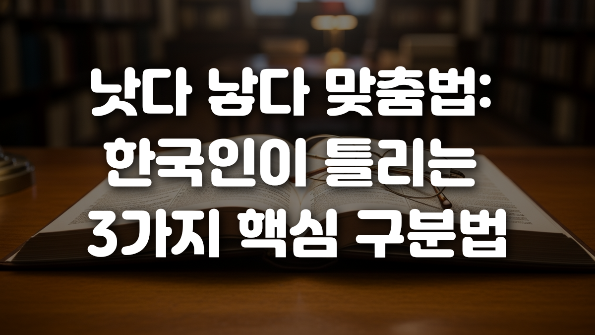낫다 낳다 맞춤법 한국인이 틀리는 3가지 핵심 구분법