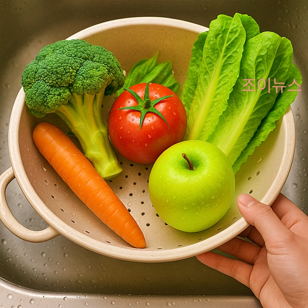 덜 씻은 채소 및 과일