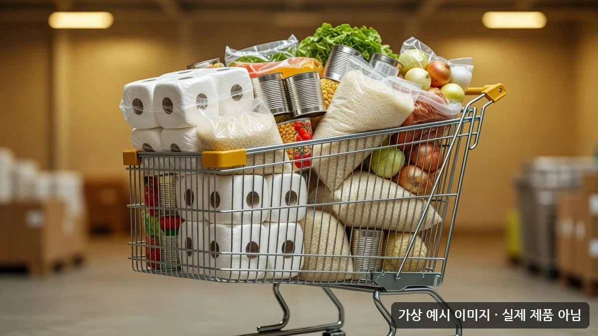 코스트코 대용량 생필품 쇼핑카트 가상 예시 일러스트