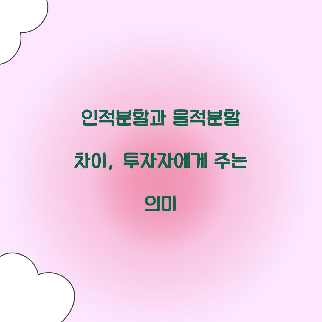 인적분할과 물적분할 차이