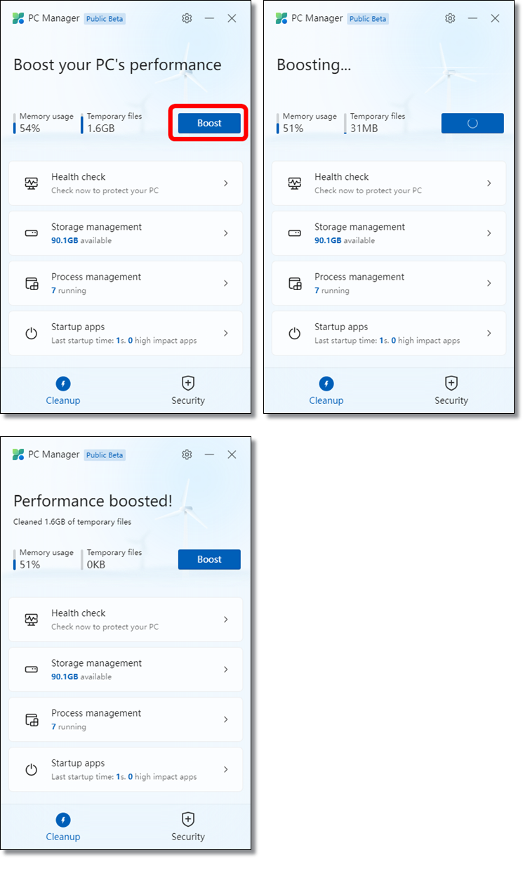컴퓨터최적화-Microsoft-PC-Manager