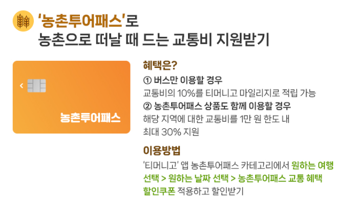 농촌투어패스로 교통비 지원받기