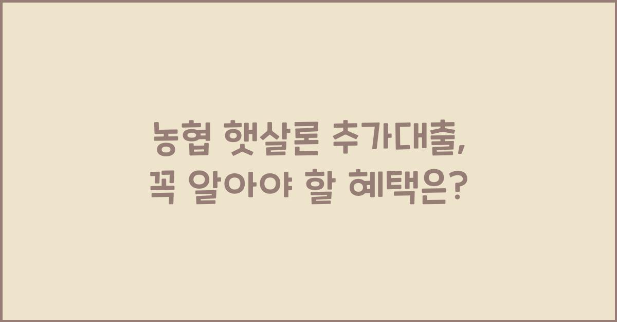 농협 햇살론 추가대출