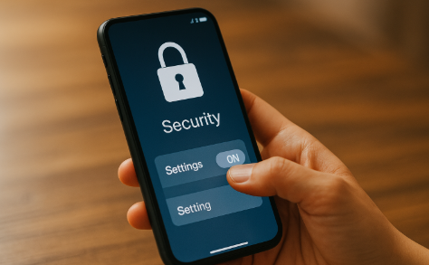 스마트폰의 보안 설정 모습