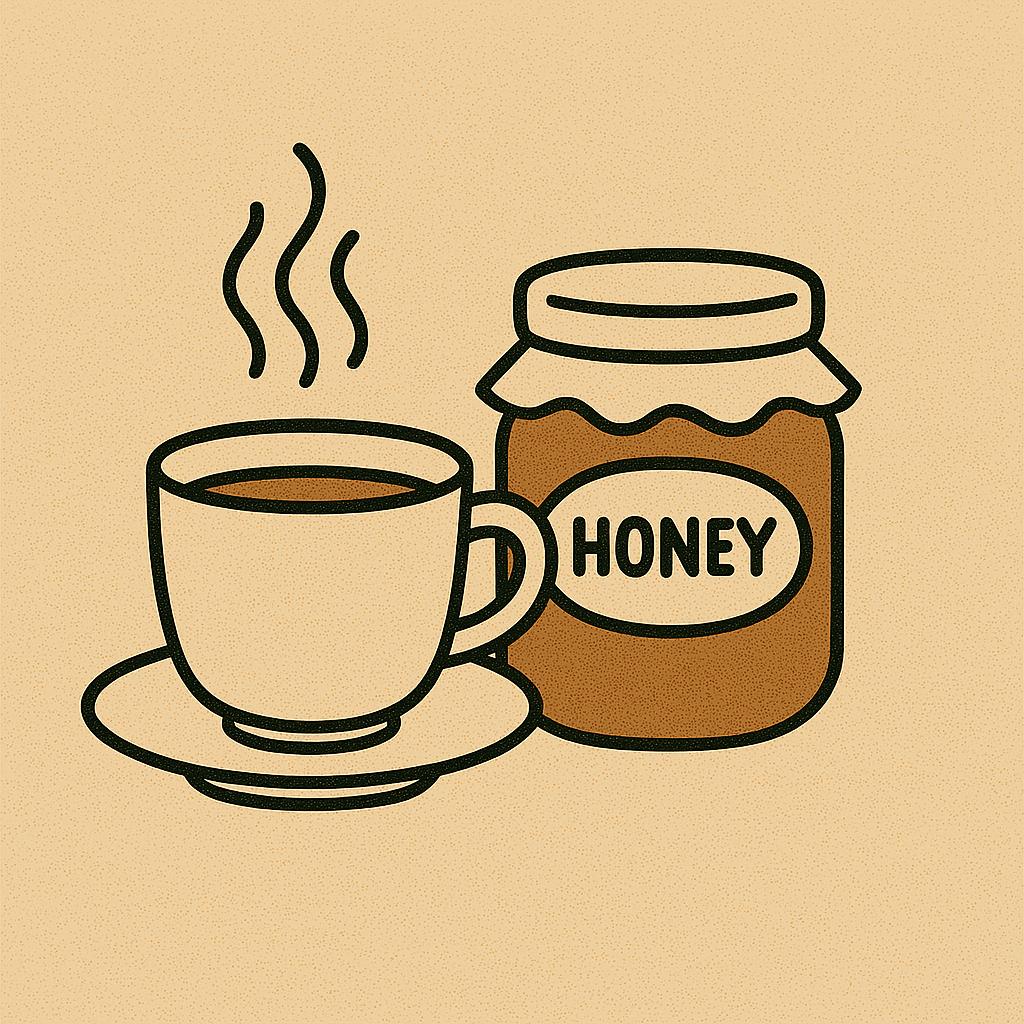 따뜻한 목심 차를 마시며 편안한 표정을 짓는 여성의 일러스트 이미지, 목 건강 회복과 편안함을 표현