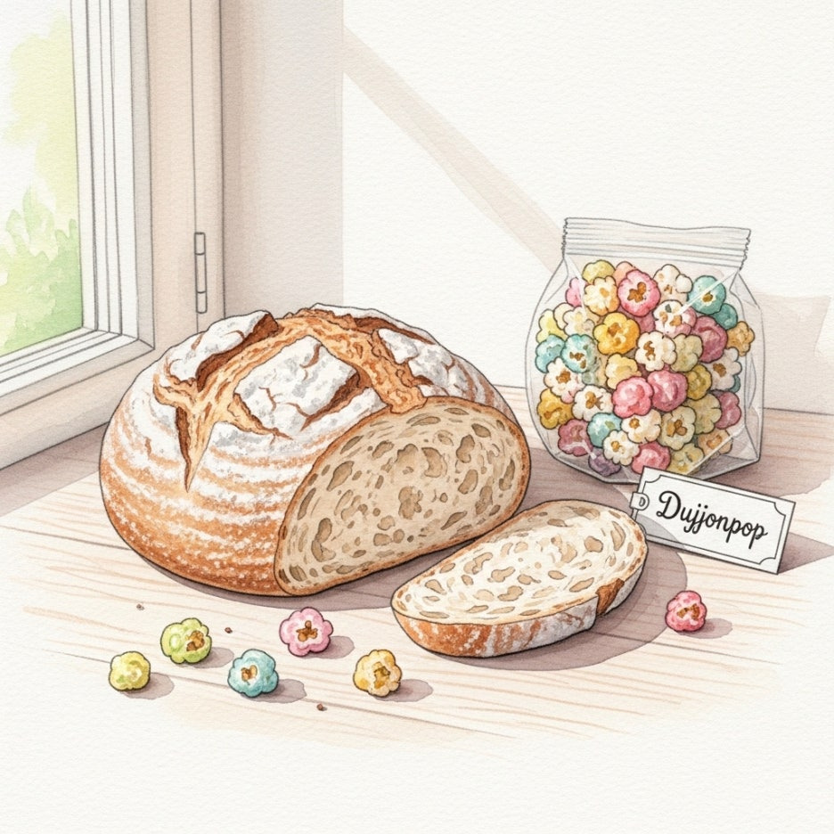 바스켓에 담긴 신선한 빵과 달콤한 디저트의 모습