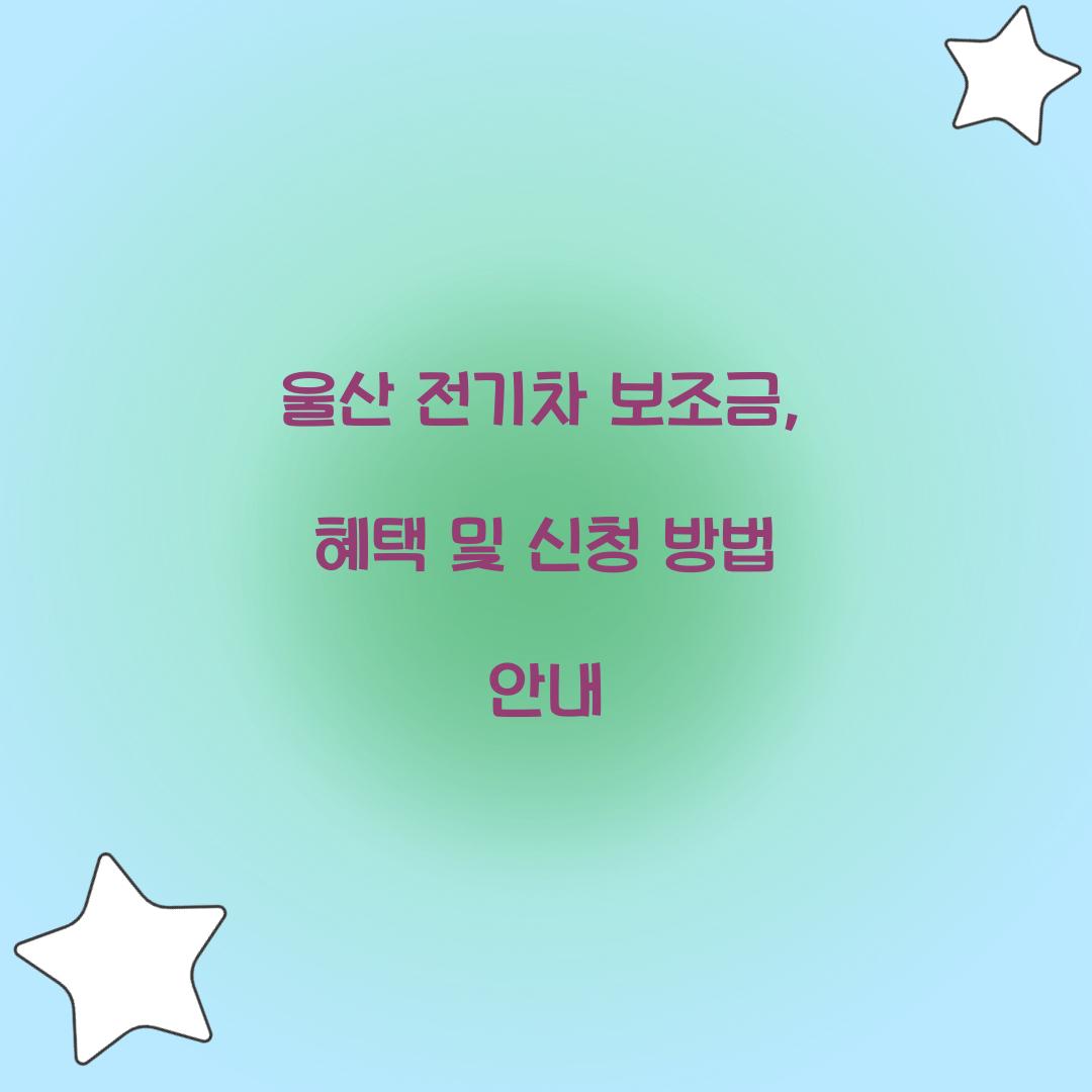울산 전기차 보조금