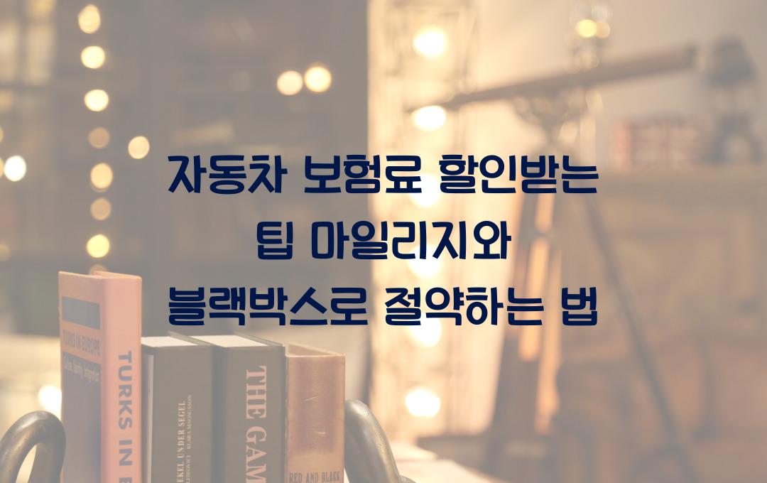 자동차 보험료 할인받는 팁 (마일리지 특약 & 블랙박스 활용법)