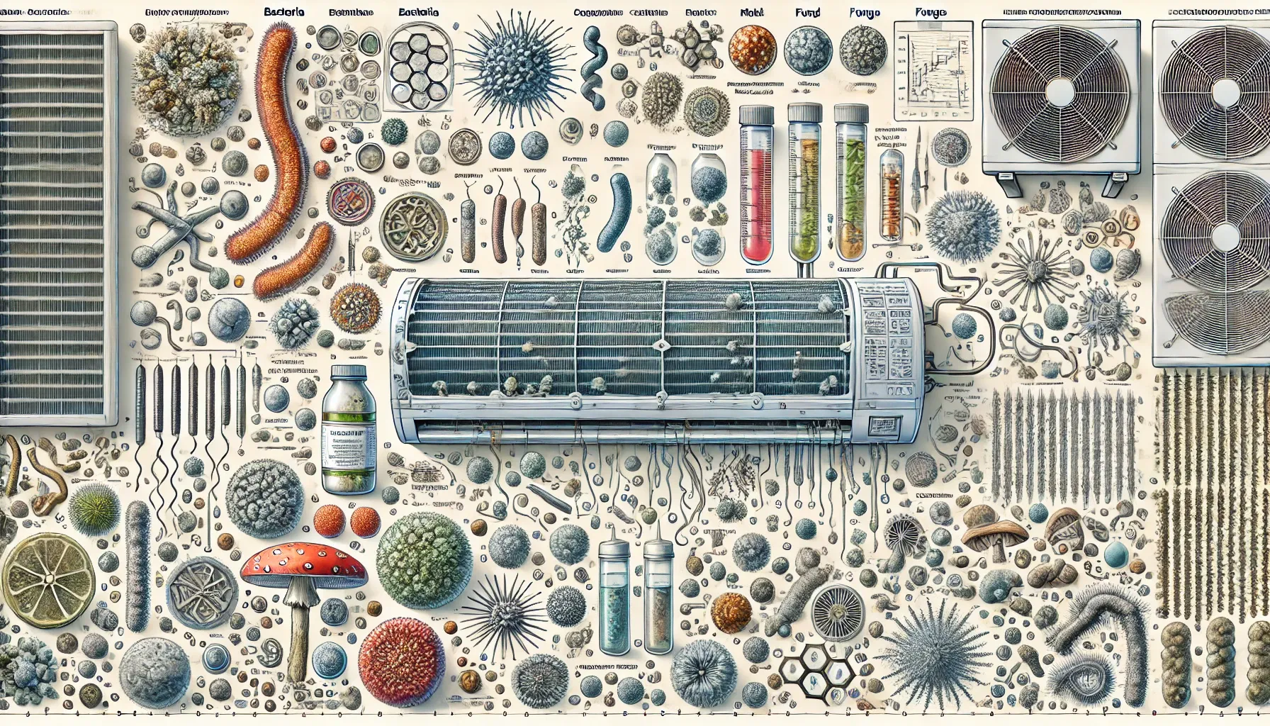 에어컨 냄새 원인인 미생물을 설명한 이미지