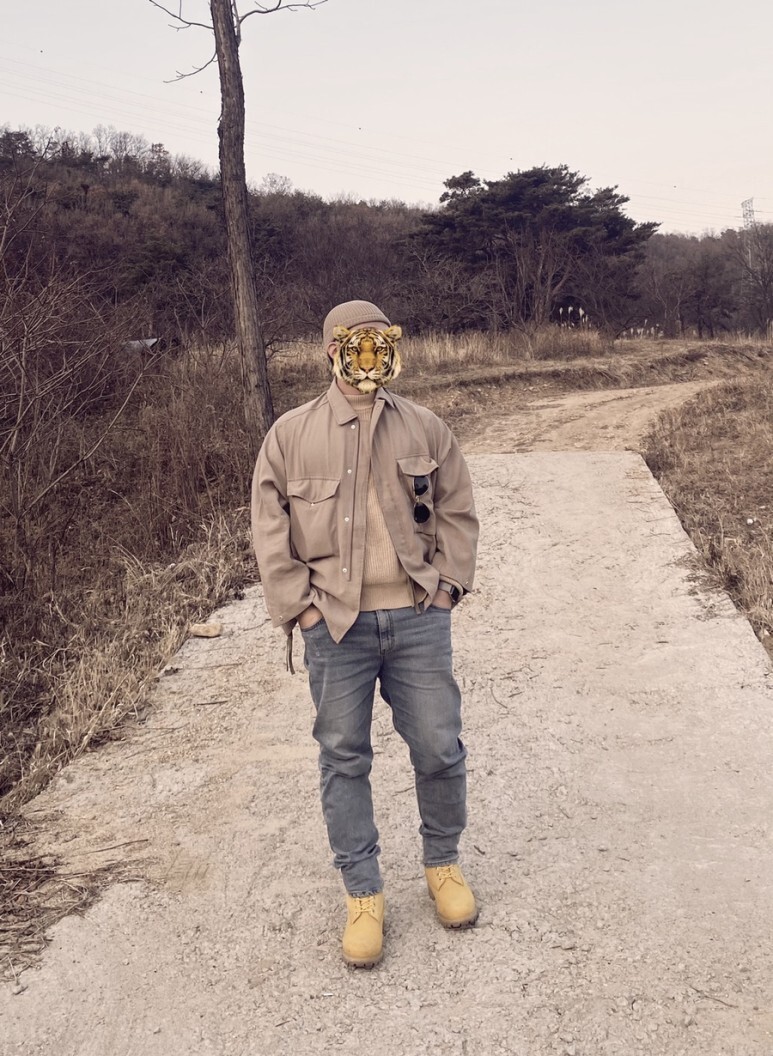 데일리룩(오뭘입)_무신사스탠다드 비니, 레이벤 선글라스, 라퍼지스토어야상, 바스틱 니트, 제멋 청바지, 팀버랜드 미디엄옐로우워커, 꿀조합스타일링 OOTD