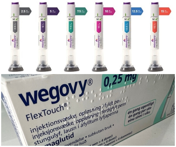 위: 마운자로, 아래: 위고비