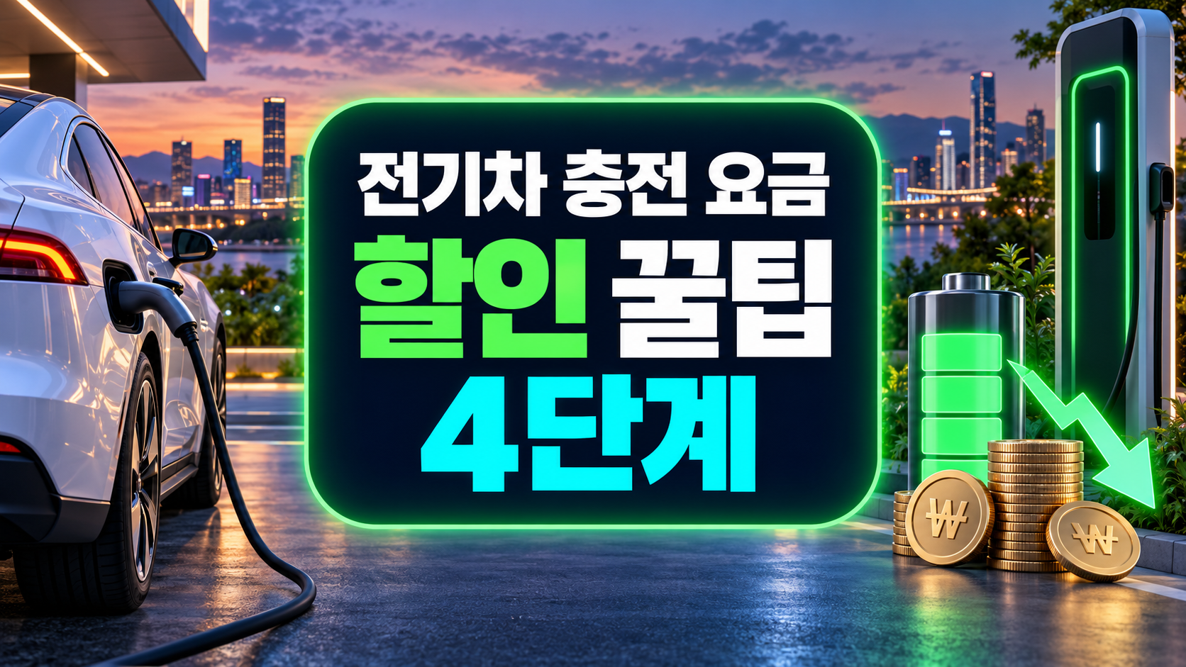 충전 시간만 바꿔도 연간 80만 원 절약? 전기차 충전 요금 할인 꿀팁 4단계