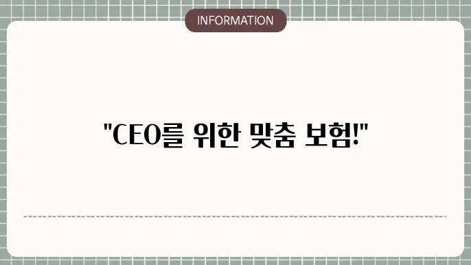경영인 정기보험 CEO를 위한 맞춤 보장 🧑‍💼