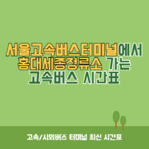 서울고속버스터미널에서 홍대세종정류소 가는 고속버스 시간표 최신정보