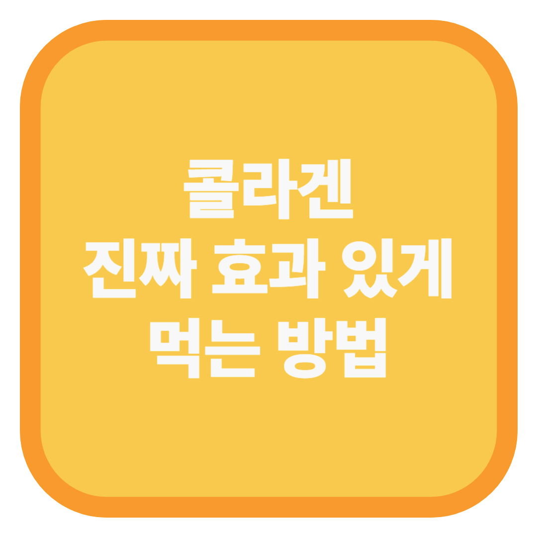 콜라겐 진짜 효과 있게 먹는 방법