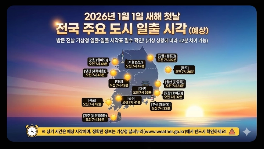 2026년 해돋이 명소 순위 TOP10