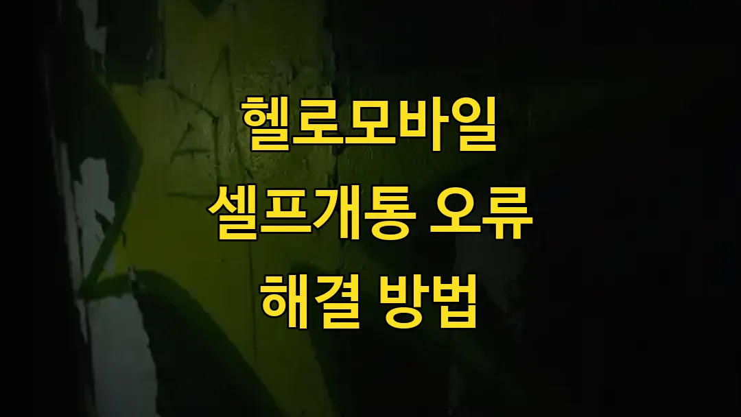 헬로모바일 셀프개통 오류 해결 방법