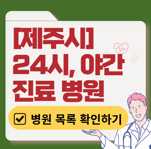 제주시 야간 진료, 24시간 운영 병원 리스트 ❘ 저녁&middot;밤에도 진료하는 병원 총정리 ❘ 증상별 병원 찾기