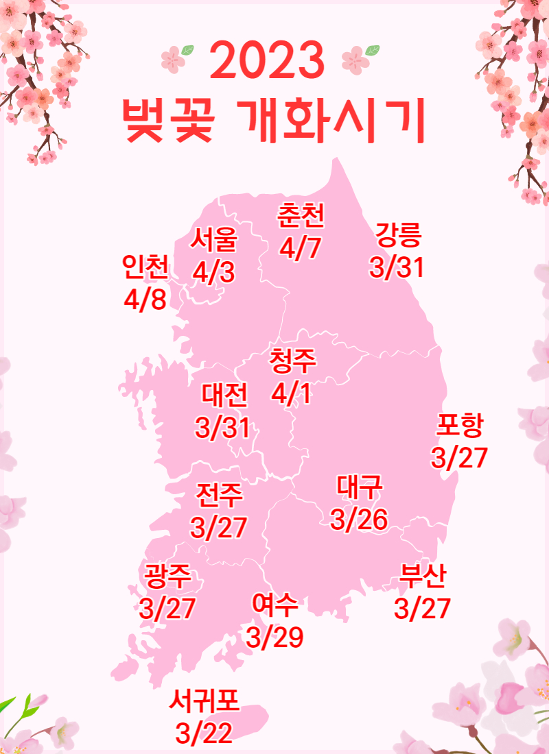 벚꽃 개화시기 2023