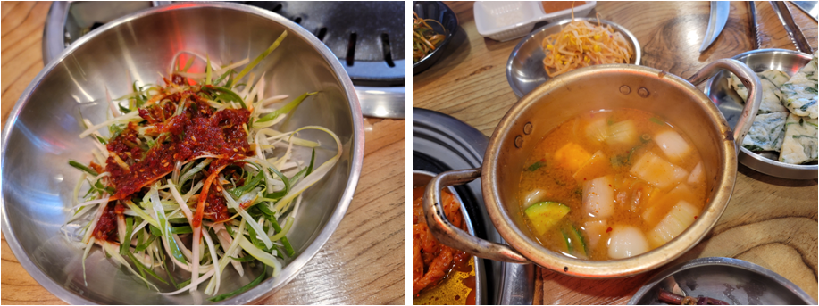 착한고기집 독산점 파절임과 차돌된장찌개